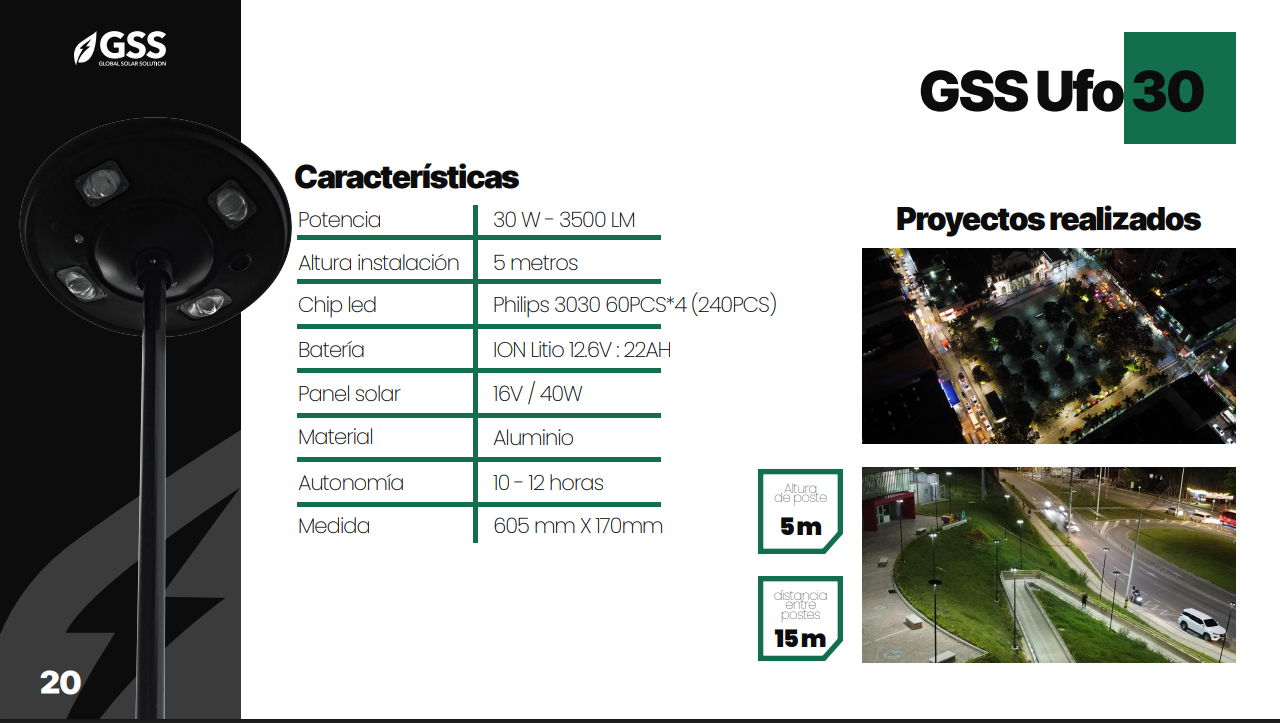 luminaria solar gss ufo 30 luminaria solar gss ufo 30